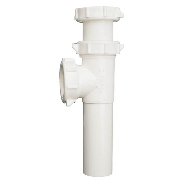 Plumb Pak PP66-8W Master End Outlet Tee and Tailpiece With Baffle, 1-1/2 in, Slip/Direct, Plastic
