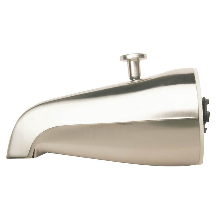 Plumb Pak Wall Mounted Brushed Nickel Tub Spout with Add-A-Shower Pull-Up Diverter, 3/4-inch Connection Size, IPS - PP825-31BN