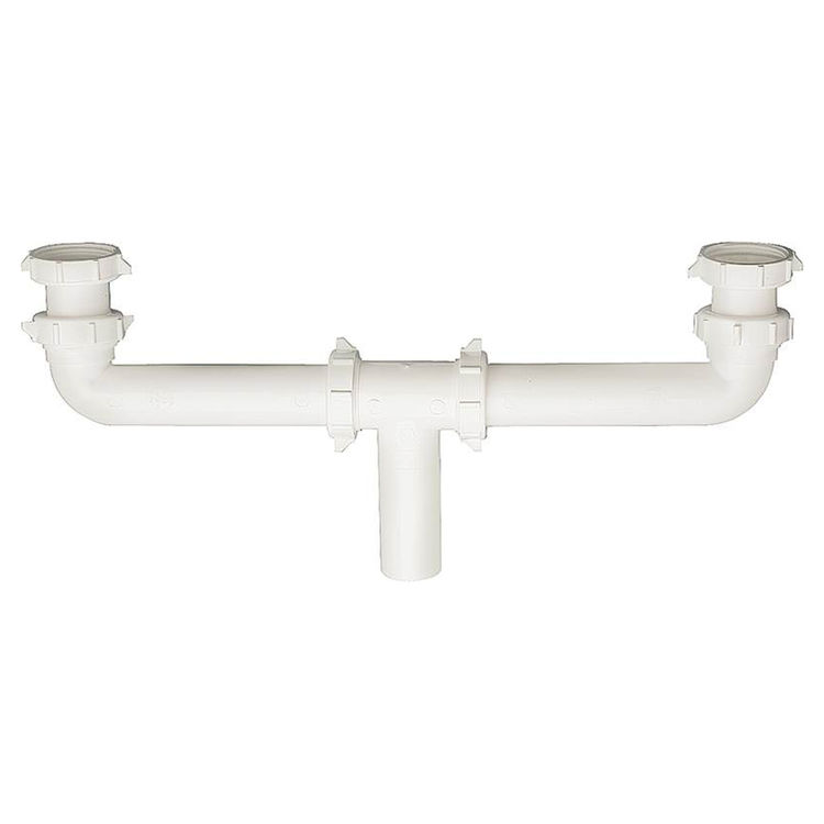 Plumb Pak PP930W Center Waste Outlet With Baffle Tee, 1-1/2 in Inlet, Slip Joint/Direct Connect, Plastic, White