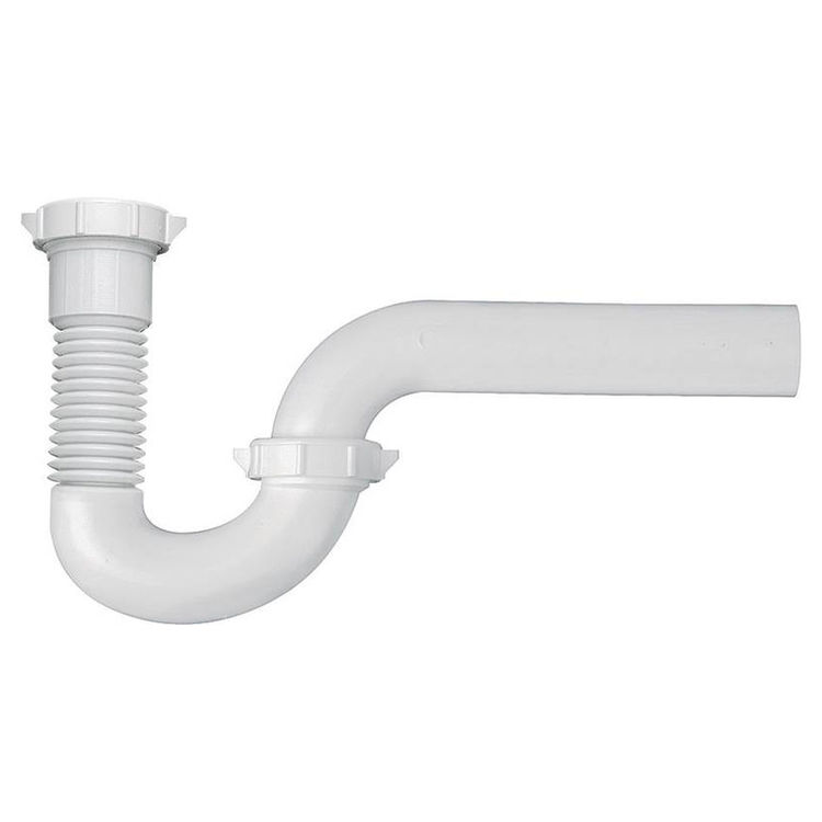 Plumb Pak PP812-40 Flex 'N Fix P-Trap, 1-1/2 X 1-1/4 in, Plastic, White