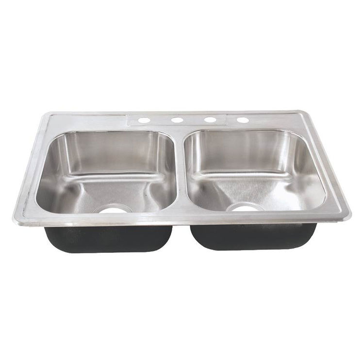 Sterling 11401-4-NA Southhaven Traditional Ledge Back, Self-Rimming Kitchen Sink, 33 in H x 22 in W