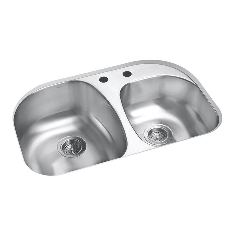 Sterling Cinch Modern Offset Kitchen Sink, 31-1/2 in H x 20-1/2 in W x 9-5/16 in D, Luster