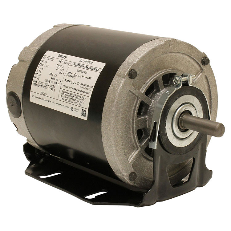 Century GF2034 Resilient Base Split Phase Electric Motor, 115 VAC, 6.8 A, 1/3 hp, 1725 rpm