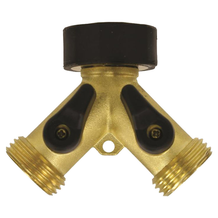 Gilmour 13 Hose Wye With Dual Shut-Off Valve, Swivel, Brass