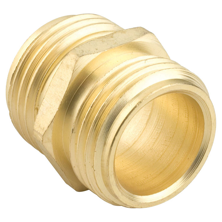 Gilmour 7MH7MH Double Hose Connector, 3/4 in, Male NH, Solid Brass
