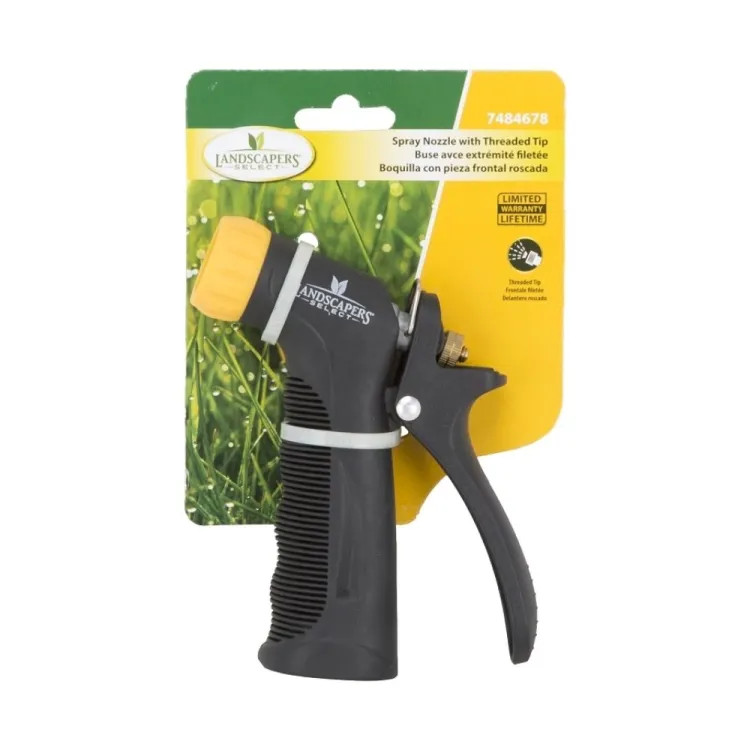 Landscapers Select Spray Nozzle with Threaded Tip for Garden Hose, Rare Push, Female, Metal, Black - GN61183L
