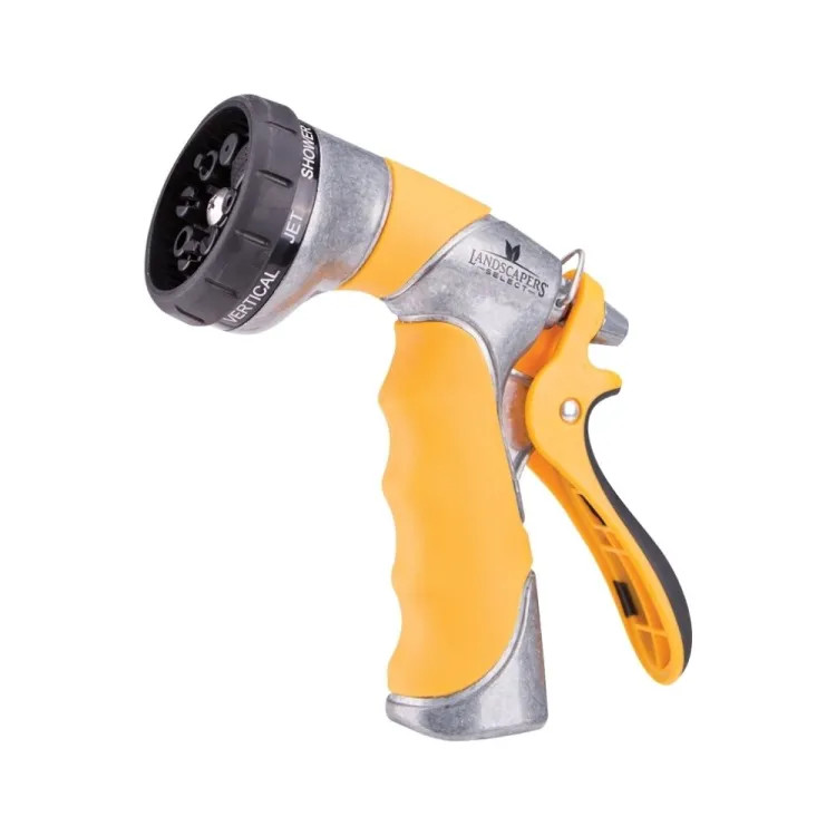 Landscapers Select Heavy-Duty 8-Pattern Spray Nozzle for Garden Hose, Rare Push, Female, Metal, Yellow - GN99701
