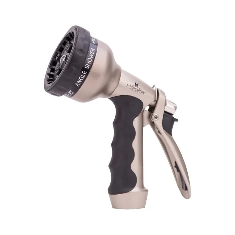 Landscapers Select 9-Pattern Spray Nozzle for Garden Hose, Rare Push, Female, Aluminum, Silver - GT-197531