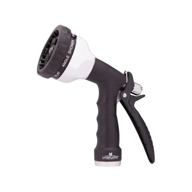 Landscapers Select 9-Pattern Spray Nozzle for Garden Hose, Rare Push, Female, Aluminum, Chrome Black - GT35291