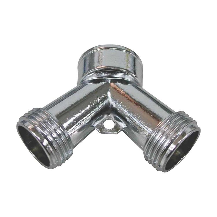 ProSource 3/4" x 3/4" Y-Connector for Garden Hose, Metal, Chrome - PMB-064