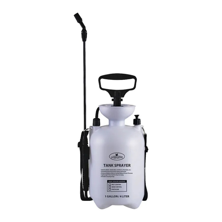 Landscapers Select 1 Gallon Tank Sprayer with 55" PVC Rubber Hose and 17" Fiberglass Wand, Carrying Strap, Polyethylene Polypropylene, White - SX-4B