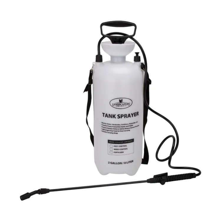 Landscapers Select 2 Gallon Tank Sprayer with 55" PVC Hose and 17" Fiberglass Wand, Carrying Strap, Polyethylene Polypropylene, White - SX-8B