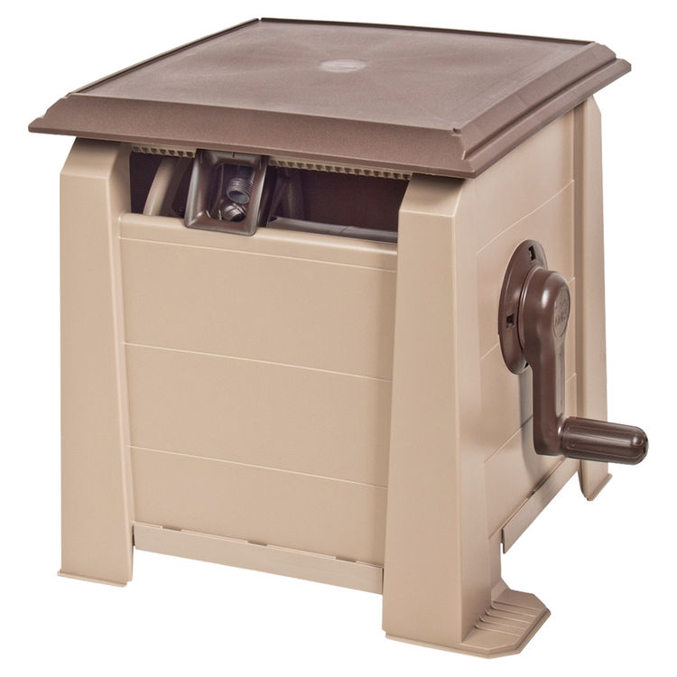 Ames NeverLeak Hose Cabinet With Bench/Table Unit, 5/8 in X 175 ft Hose, 21-1/4 in W, Plastic