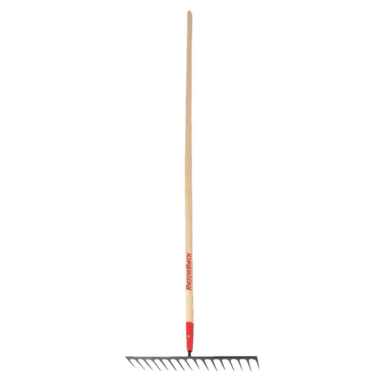 Razor Back 63122 Heavy Duty Road Rake, 17-3/4 in W x 4 in L Head, 16 Tine, 66 in Handle