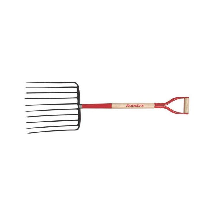 Razor Back 76125 Ensilage Fork, 16 in W X 16 in L Tine, 10 Tines, Forged Steel