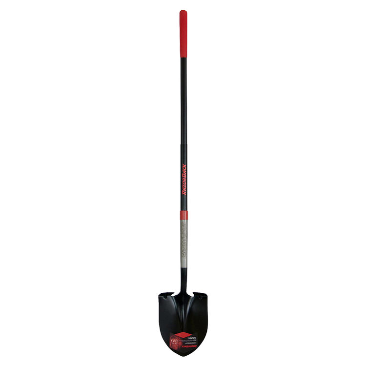 Razor-Back 2594400 Digging Shovel, 9 in W x 5-1/4 in L, Tempered Steel, 57 in, Mid-Grip and Cushion Grip, Long Handle