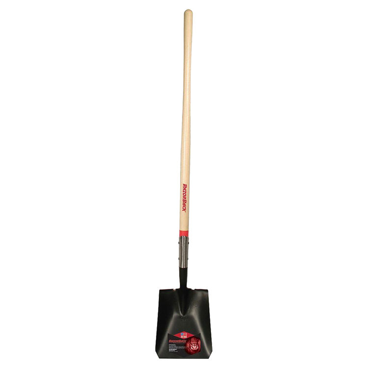 Razor-Back 44363 Transfer Shovel With Tab Socket, 9-1/2 in W x 12 in L, Tempered Steel, 48 in Wood