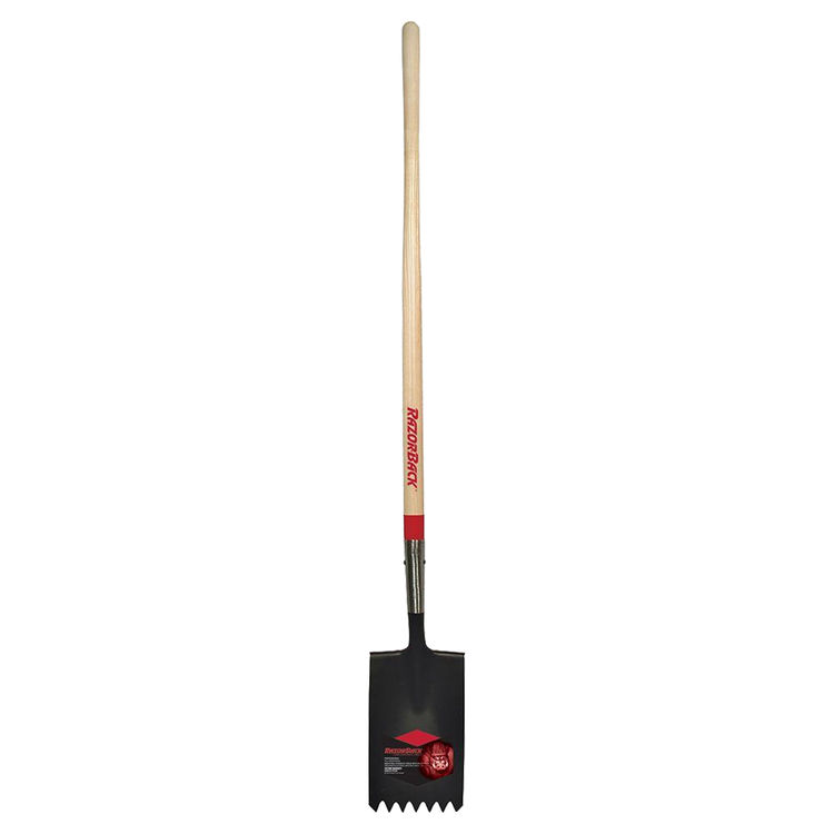 Razor-Back 46141 Notch Edged Roof Shovel With Turned Step, 7-3/8 in W x 12 in L, Industrial Steel, 48 in, Lacquered