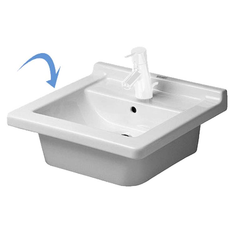 Duravit 0303480000 Starck 3 18 7/8" Drop In Bathroom Sink with Overflow and Tap Platform 