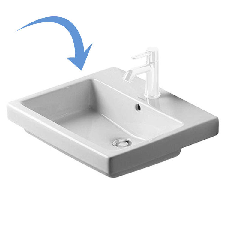 Duravit 0315550030 Vero 21 5/8" Drop In Vanity Bathroom Sink with Overflow and Tap Platform 