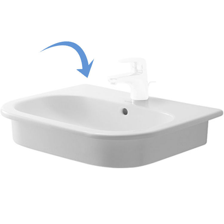 Duravit 0337540030 D-Code 21-1/2" Drop In Vanity Bathroom Sink with Overflow and Tap Platform With Faucet Holes