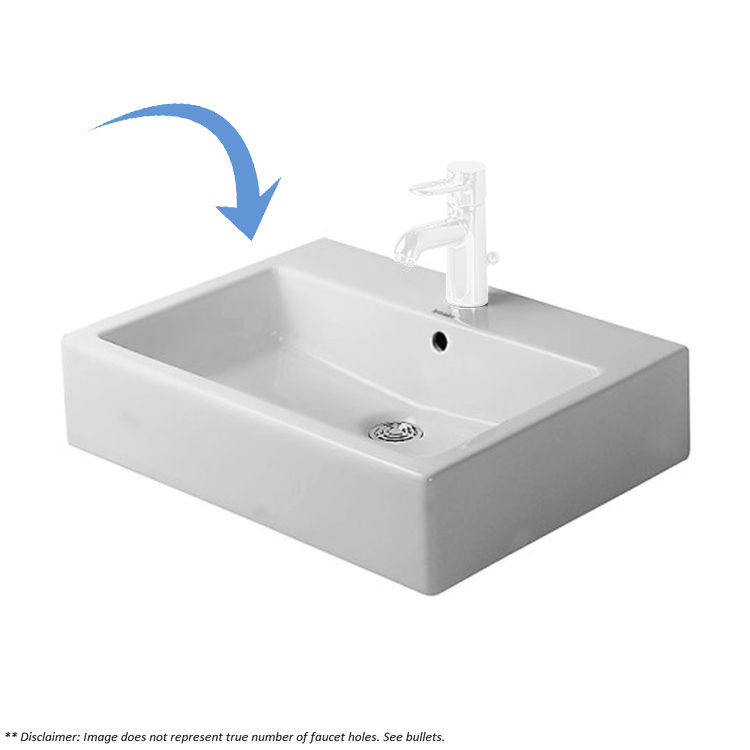 Duravit 0452500030 Vero 19 5/8" Vessel Bathroom Sink with Overflow and Tap Platform 