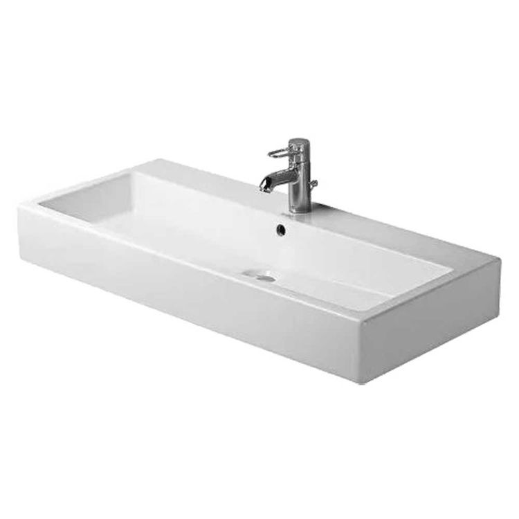 Duravit 0454100027 Vero 39-3/8" Wall Mount Bathroom Sink with Overflow and Tap Platform - White And Mount Type