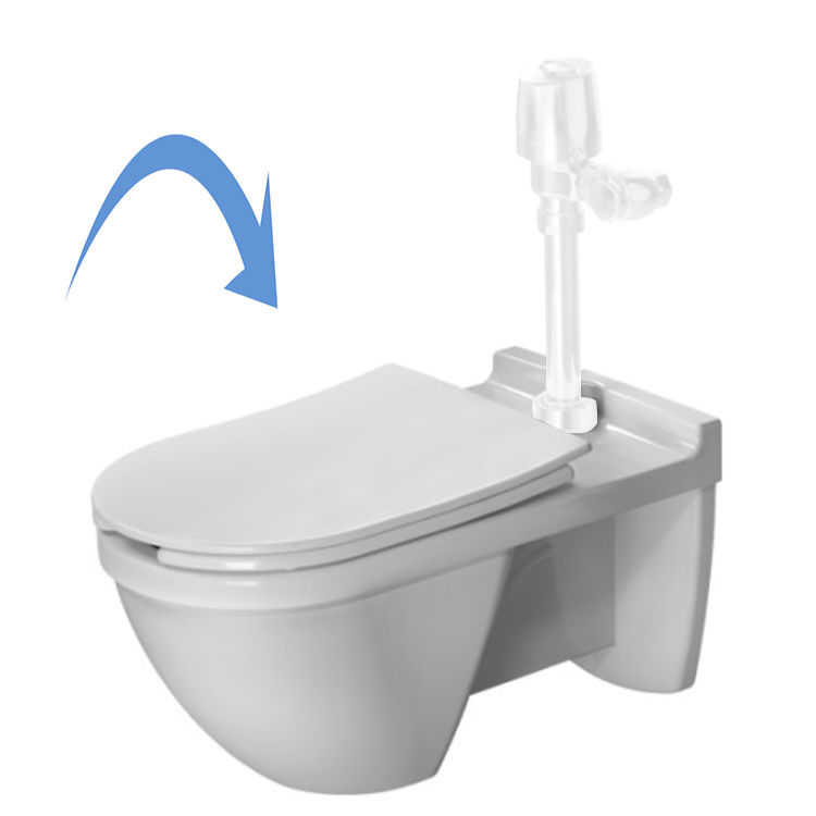 Duravit 2229090000 Starck 3 Single Flush One-Piece Wall Mounted Visible Inlet Elongated Toilet Bowl in White Finish