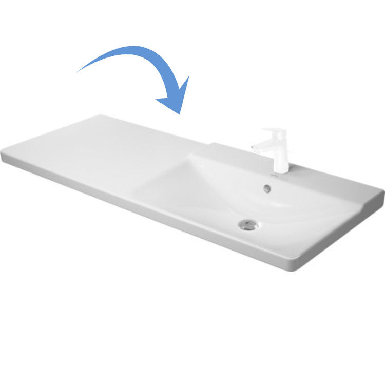Duravit 2334120000 P3 Comforts 49 1/4" Wall Mount Asymmetric Bathroom Sink Bowl on Right Side 