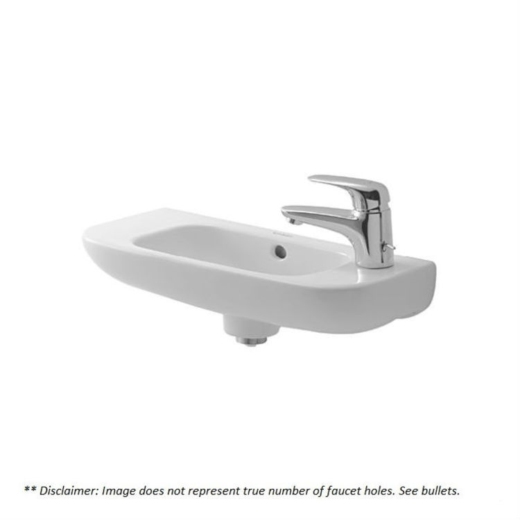 Duravit 07065000002 D-Code 19 3/4" Wall Mount Handrinse Bathroom Sink with Overflow and Tap Platform With Faucet Holes