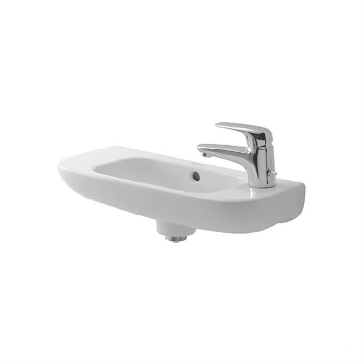 Duravit 07065000082 D-Code 19 3/4" Wall Mount Handrinse Bathroom Sink with Overflow and Tap Platform With Faucet Holes
