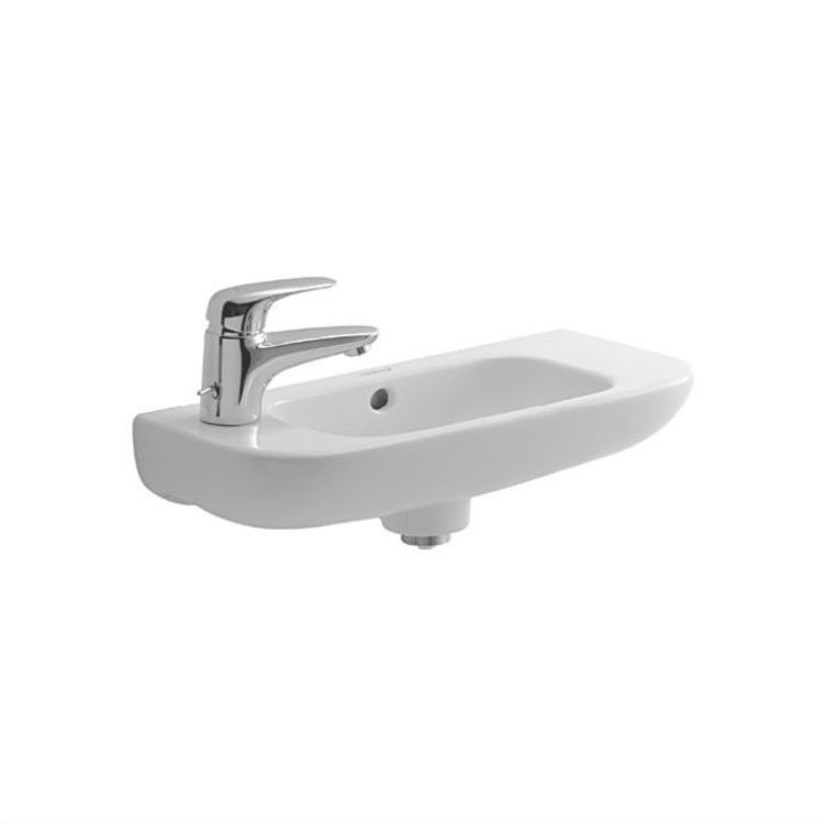 Duravit 07065000092 D-Code 19 3/4" Wall Mount Handrinse Bathroom Sink with Overflow and Tap Platform With Faucet Holes
