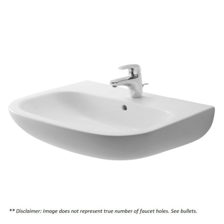 Duravit 23106500302 D-Code 25 1/2" Wall Mount Bathroom Sink with Overflow and Tap Platform With Faucet Holes