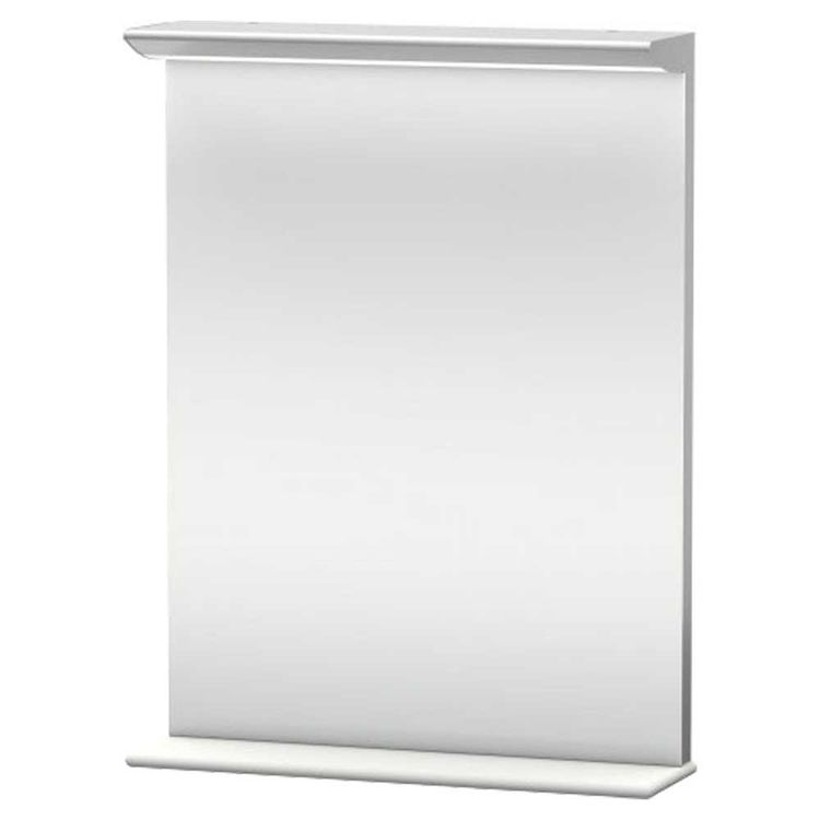 Duravit DN727501818 Darling New 23 5/8" Rectangular Frameless Mirror with Lighting and Wooden Shelf - White Matte
