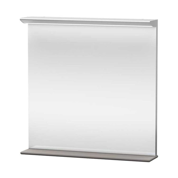 Duravit DN727601818 Darling New 31 1/2" Square Frameless Mirror with Lighting and Wooden Shelf - White Matte