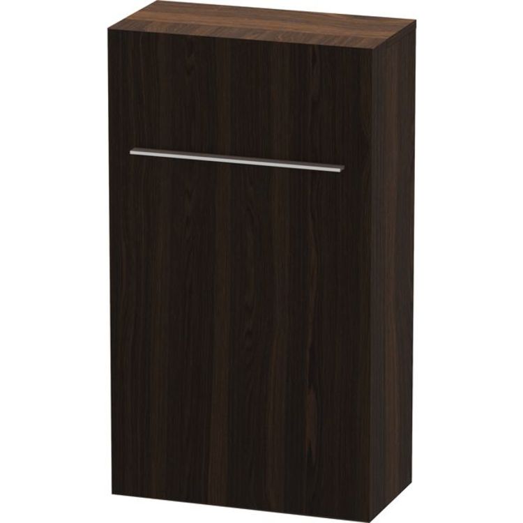 Duravit Fogo FO9550L6969 34 5/8" Wall Mount Semi-Tall Linen Cabinet with Four Glass Shelves - Brushed Walnut (Real Wood Veneer)