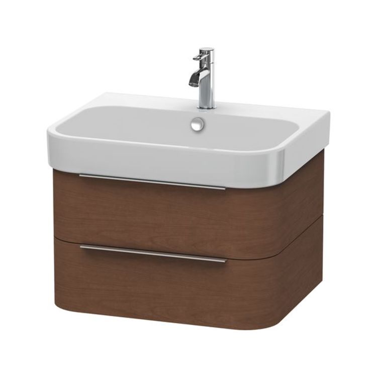 Duravit H2636401313 Happy D.2 24 5/8" Wall Mount Single Bathroom Vanity with Two Drawers - American Walnut (Real Wood Veneer)