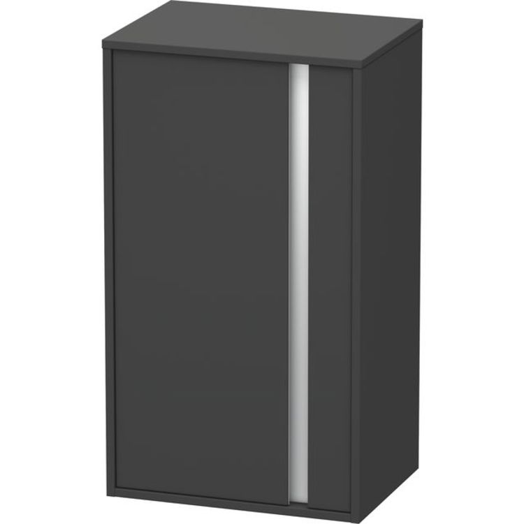 Duravit Ketho KT1266L4949 34-5/8" Wall Mount Semi-Tall Linen Cabinet with Two Glass Shelves - Graphite Matte (Decor)