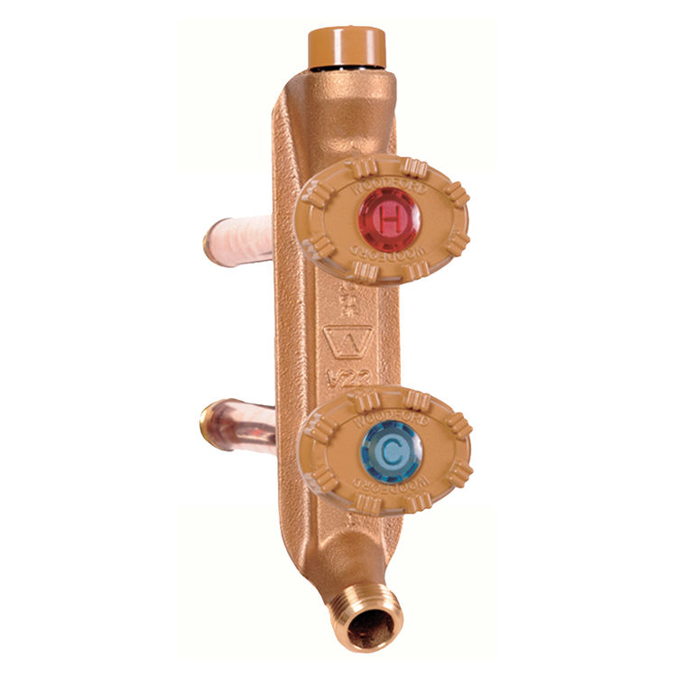 Woodford 22 Series Freezeless Wall Faucet, Hot and Cold, Vertical, 3/4in Female Copper Sweat Inlet, 10in Rough-In - V22C3-10-MH