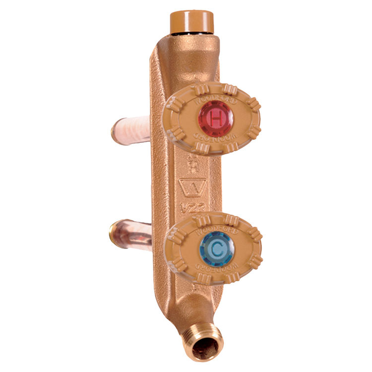 Woodford 22 Series Freezeless Wall Faucet, Hot and Cold, Vertical, 3/4in Female Copper Sweat Inlet, 8in Rough-In - V22C3-8-MH