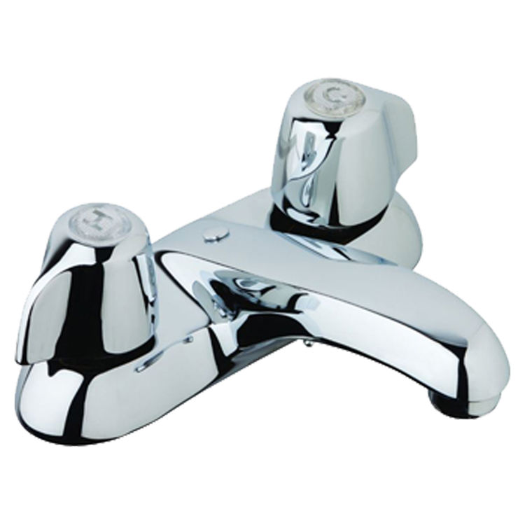 Gerber Classics Two-Handle Centerset Chrome Bathroom Faucet with Metal Handles and Chain Stay, 1.2 GPM, Three-Hole Installation - 43-411
