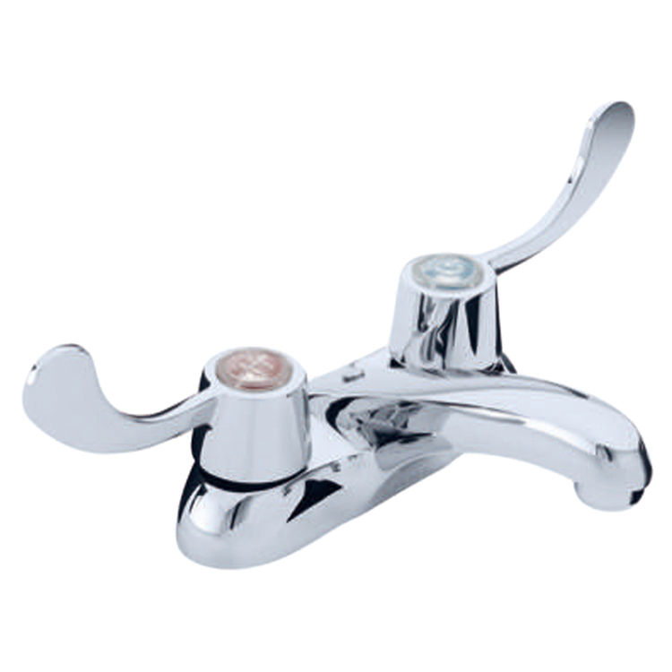 Gerber Classics Two-Handle Centerset Chrome Bathroom Faucet with Wrist Blade Handles and Chain Stay, 1.2 GPM, Three-Hole Installation - 43-411-66