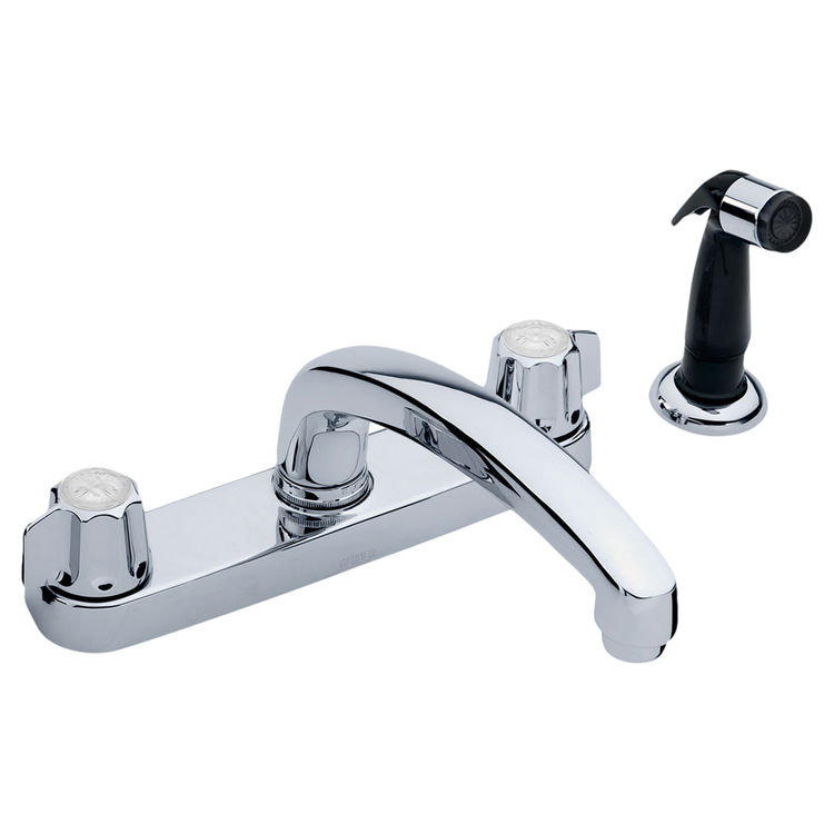 Gerber Classics Two Handle Kitchen Faucet w/ Side Spray, Chrome - 07-42-516