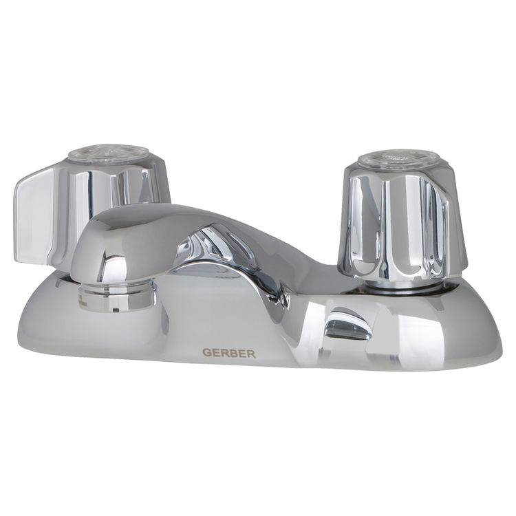 Gerber Classics Two-Handle Centerset Chrome Bathroom Faucet with Button, Less Drain, WaterSense Certified, Three-Hole Installation - 07-43-411-65