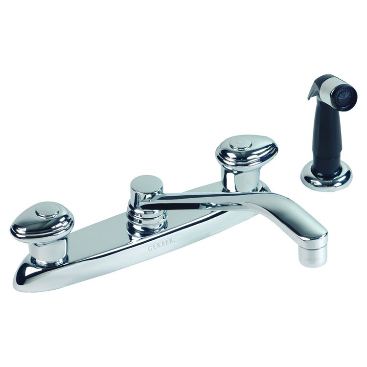 Gerber Hardwater Two Handle Kitchen Faucet w/ Side Spray, Chrome - 52-000
