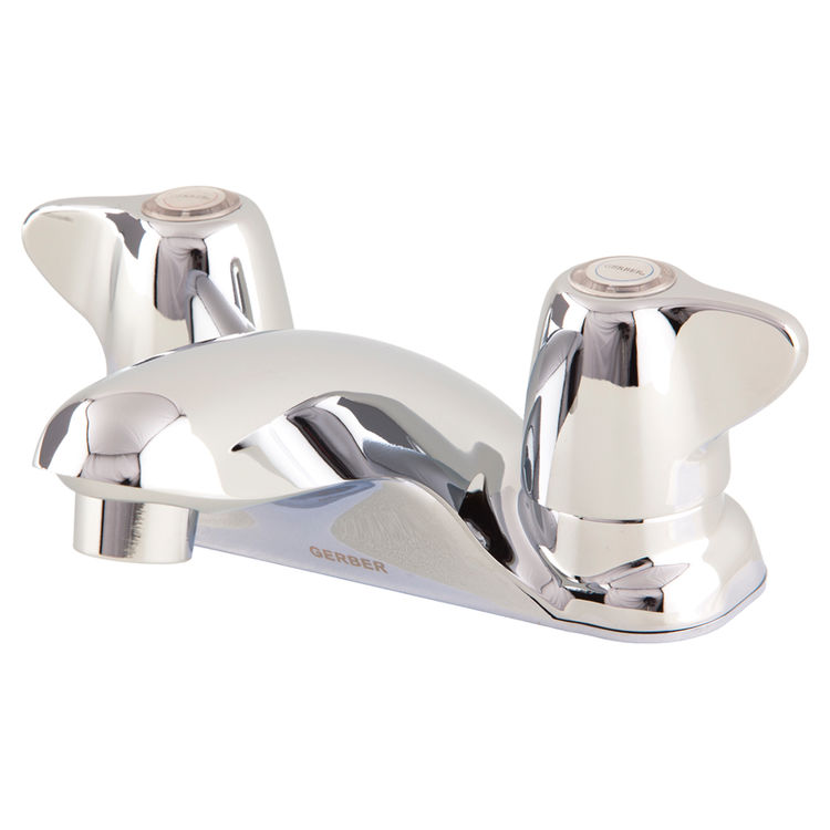 Gerber Maxwell Two-Handle Centerset Chrome Bathroom Faucet, Less Drain, 1.2 GPM, Three-Hole Installation, Aerated Water Stream - 43-153