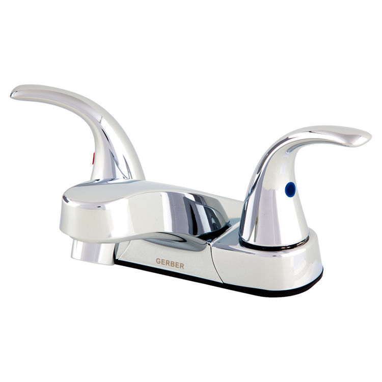 Gerber Maxwell Two-Handle Centerset Chrome Bathroom Faucet with Metal Lever Handles and Less Drain, 1.2 GPM, Three-Hole Installation, Washerless - 43-153-W