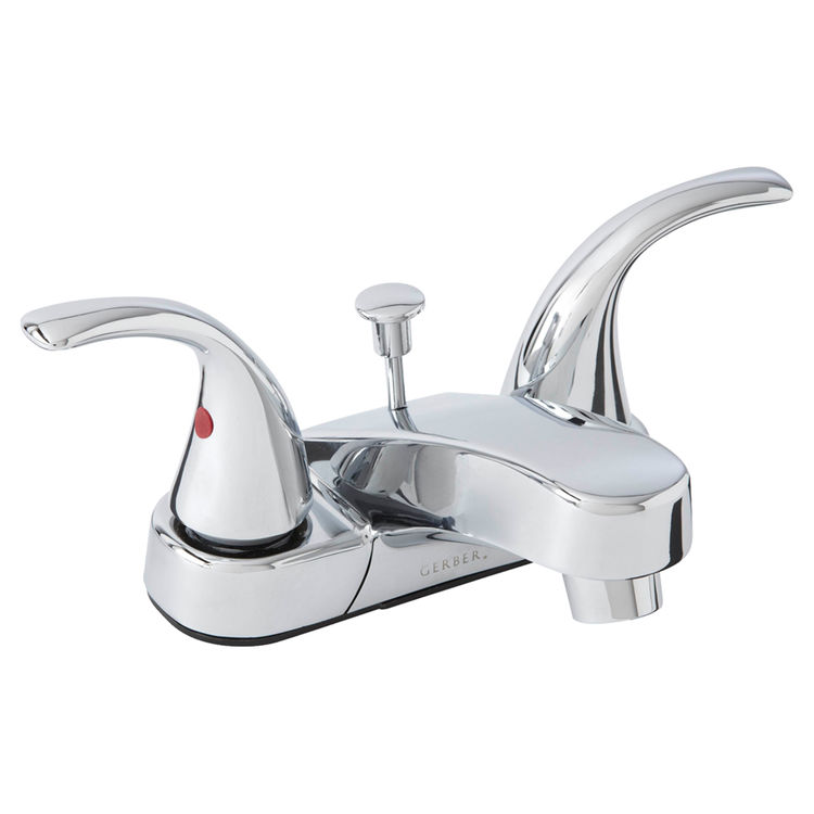 Gerber Maxwell SE Two-Handle Centerset Chrome Bathroom Faucet with Metal Lever Handles and 50/50 Pop-Up Drain, Washerless - 43-156-W