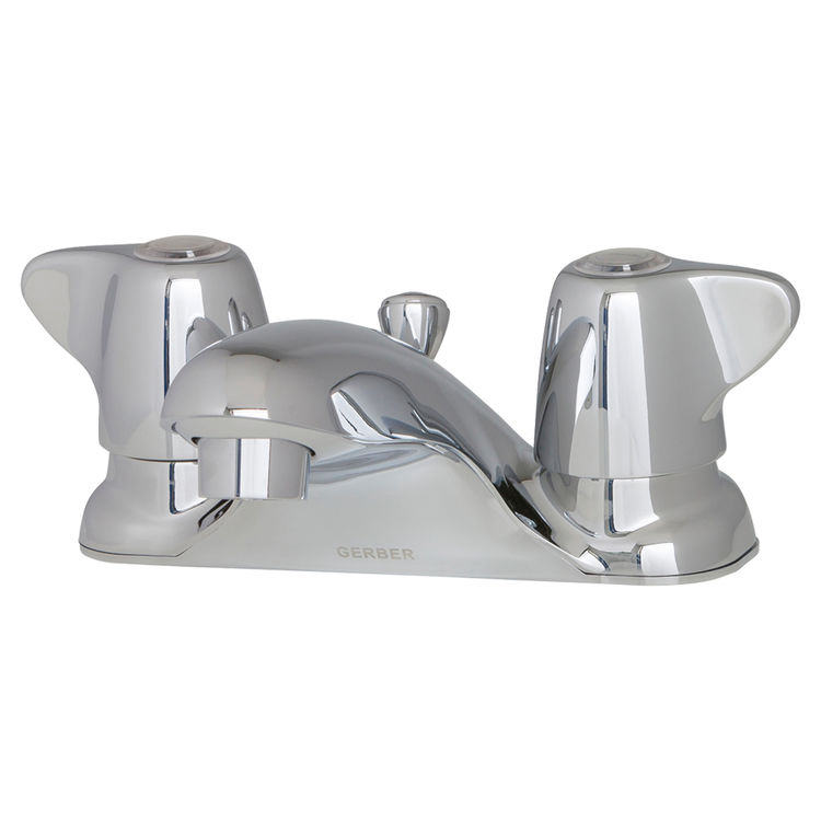 Gerber Maxwell Two-Handle Centerset Chrome Bathroom Faucet with Brass Pop-Up Drain, Fluted Handles, 1.2 GPM, Three-Hole Installation - 43-165