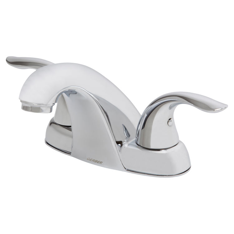 Gerber Viper Two-Handle Centerset Chrome Bathroom Faucet with Metal Touch-Down Drain, 1.2 GPM, Three-Hole Installation, Aerated Stream - 43-011